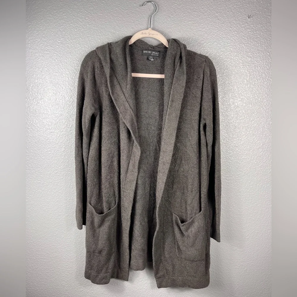 Barefoot Dreams CozyChic Lite Wrap Cardigan Womens XS/S Brown 480 Hooded Sweater - Picture 1 of 9